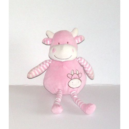 Vache Rose Brodé D Une Vache Doudou Musical Berceuse Soft Friends 32cm