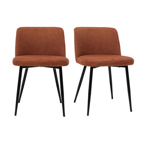 Chaises Tissu Effet Velours Texturé Terre Brûlée Et Pieds Métal Noir (Lot De 2) Monti