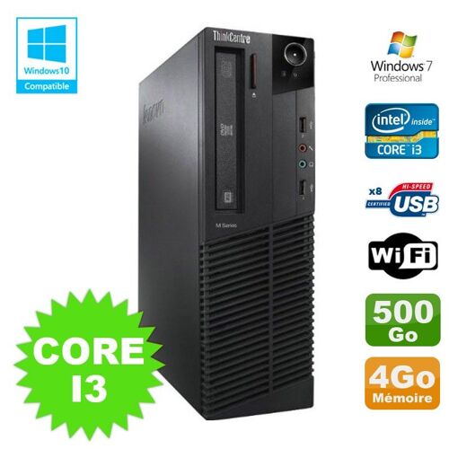PC Lenovo M91p 7005 SFF Core I3 3,1Ghz 4Go Disque 500Go WIFI Graveur W7 Pro