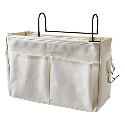 Sac de rangement de poche suspendu de chevet Organisateur de rangement de chevet Titulaire pour têtes de lit Lits superposés Dortoirs, blanc