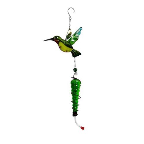 Mangeoire à oiseaux en verre en métal Artisanat en verre suspendu Mangeoire à eau Ornements de mangeoire à oiseaux suspendue A