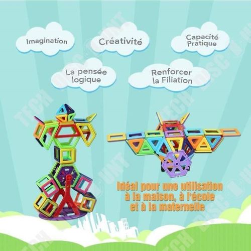 Td® Bloc Construction Magnétique Enfant 108 Pièces Mini Jeux Construction Aimanté Jouet Éducatif Créatif, Cadeau Anniversaire Fête