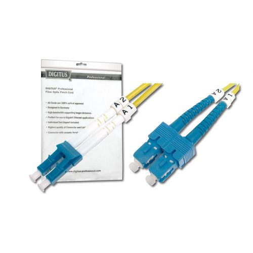 DIGITUS - Cordon de raccordement - mode unique LC/APC (M) pour mode unique SC/PC (M) - 2 m - 2 m - fibre optique - duplex - 9 / 125 micromètres - OS1 - sans halogène - jaune