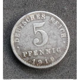 Allemagne ( Deutsches Reich) = Pièce De 5 Pfennig, Année 1919, En Acier,