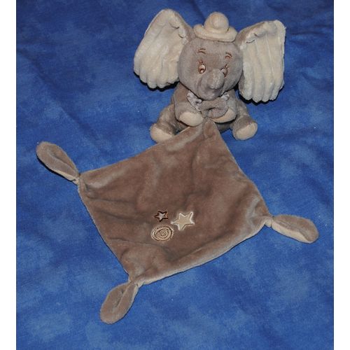 Doudou Dumbo Éléphant Gris Crème Nicotoy Mouchoir Étoiles Spirale