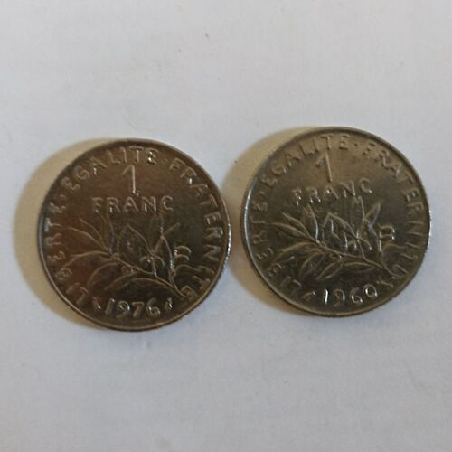 Lot De 2 Pièces De 1 Francs La Semeuse 1960 Et 1976