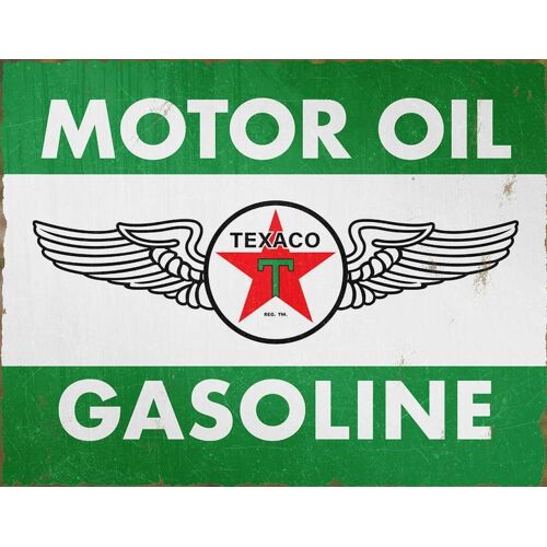 Plaque Texaco Motor Oil Gasoline Verte 41x32 Cm Tole Usa