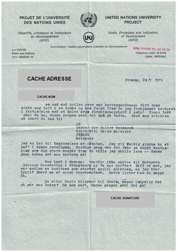 Lettre Dactylographiée Au Départ Penang Projet Université Entête Nations Unies