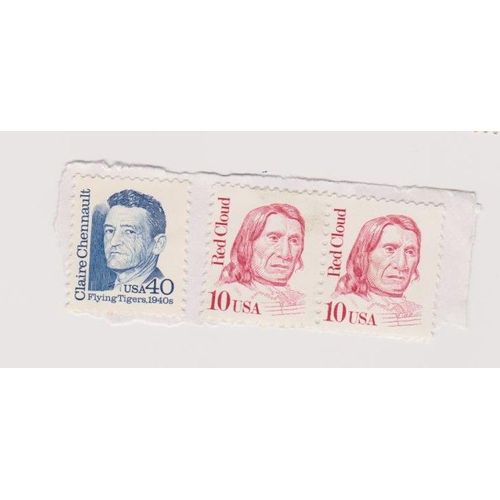 Timbre Usa Aviateur Aviation Claire Chemault Red Cloud Lot De 3