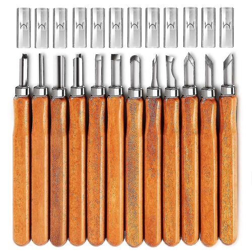 Kit De Couteau En Bois En Cire D'acier Au Carbone 12 Set Sk5 Pour Caoutchouc, Petite Citrouille, Savon, Légumes Plus Pour Les Enfants Débutants Avec Pochette Réutilisable