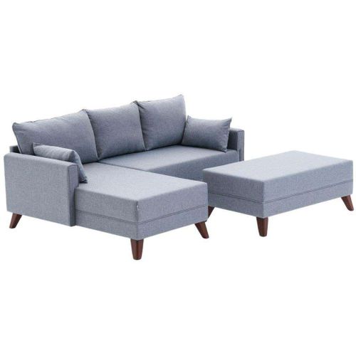 Canapé D'angle Convertible En Tissu Bleu Bella Angle À Gauche