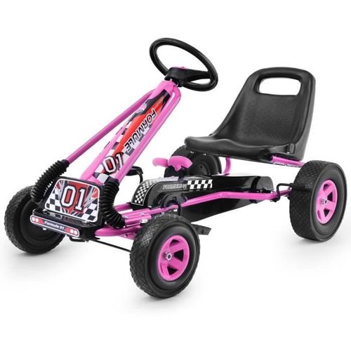 Costway Kart À Pédales En Métal 1 Place Vert Avec Roues En Caoutchouc 101 X 61 X 62cm Convient Pour 3 À 8 Ans Go Karting Enfant Rose