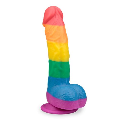 Gode Godemichet Ventouse Courbé Réaliste Pride Gode Vaginal Ou Anal Homme Ou Femme - Multicolore
