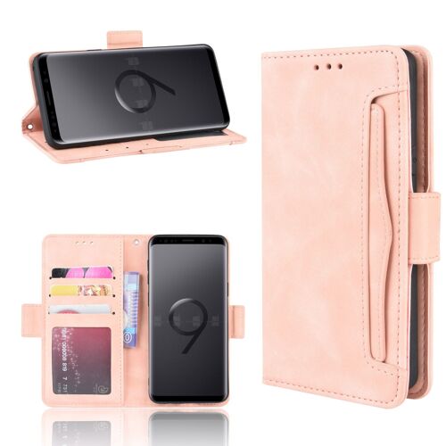 Coque Samsung Galaxy S9,Etui Pour Samsung Galaxy S9,Coque Multi-Cartes Pour Samsung Galaxy S9,Etui En Cuir Pu Premium Housse Pour Samsung Galaxy S9,Rose