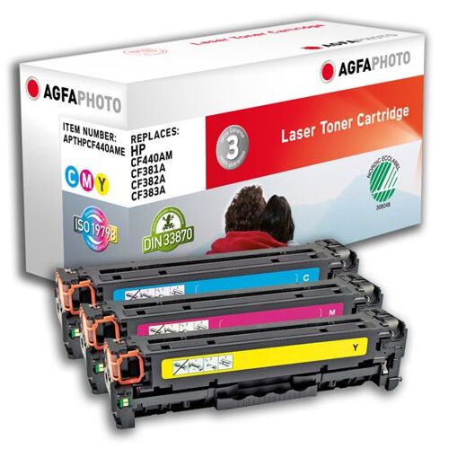 AgfaPhoto - Pack de 3 - jaune, cyan, magenta - compatible - cartouche de toner (alternative pour : HP 312A, HP CF381A, HP CF382A, HP CF383A, HP CF440AM) - pour HP Color LaserJet Pro MFP M476dn, MFP M476dw, MFP M476nw