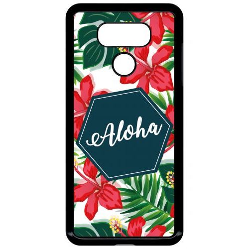 Coque Pour Smartphone - Aloha Tropical Fond Blanc - Compatible Avec Lg G6 - Plastique - Bord Noir