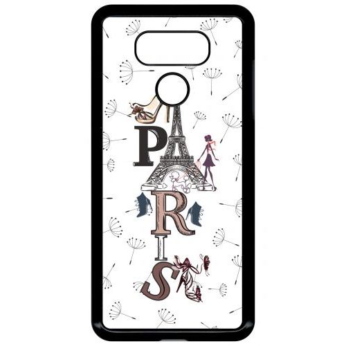 Coque Pour Smartphone - Paris Fond Blanc - Compatible Avec Lg G6 - Plastique - Bord Noir