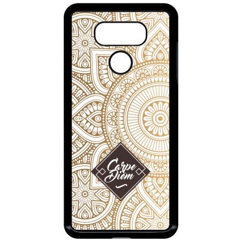 Coque Pour Smartphone - Carpe Diem Modif Orient Fond Blanc - Compatible Avec Lg G6 - Plastique - Bord Noir