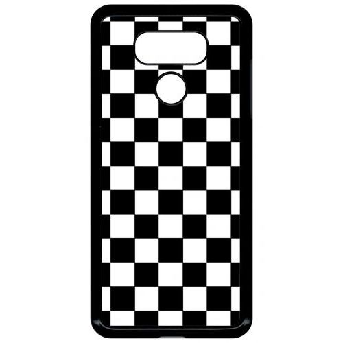 Coque Pour Smartphone - Dammier Noir Et Blanc - Compatible Avec Lg G6 - Plastique - Bord Noir