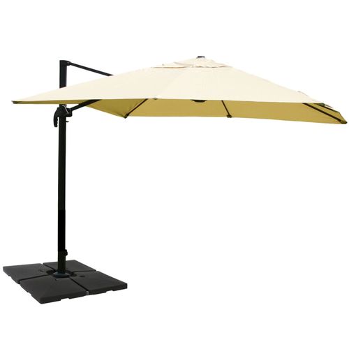 Parasol Professionnel Restaurant Pour Jardin Terrasse, 3x4m (Ø5m) Polyester/Aluminium 26kg Crème Avec Pied, Rotatif 04_0003503