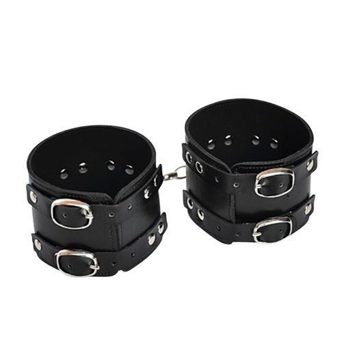 Menottes Poignets Réglables Cuir Noir Bdsm