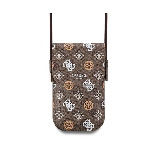 Sac à Bandoulière pour Smartphone Universel Modèle 4G Peony Emplacement de Carte Guess Marron