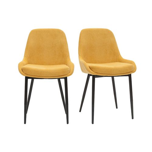 Chaises En Tissu Effet Velours Jaune Moutarde (Lot De 2) Holo