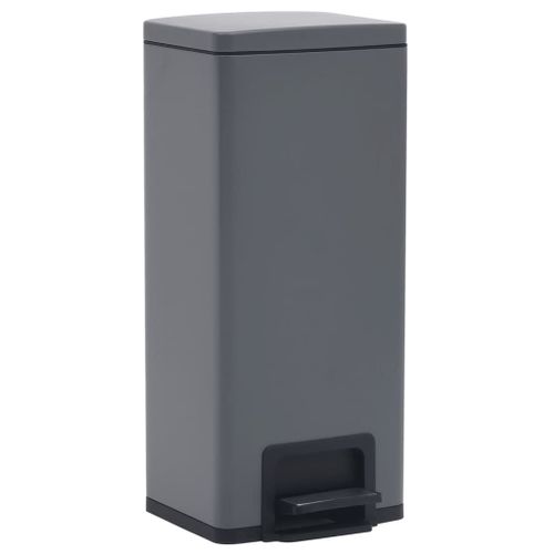 Poubelle à pédale anti-empreinte 30 L Gris Acier inoxydable
