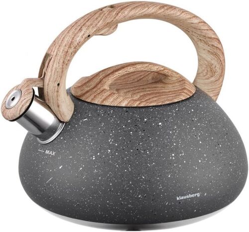 Klausberg Bouilloire À Flûte En Acier Inoxydable En Marbre Bouilloire 2,7 Litres Kb-7250