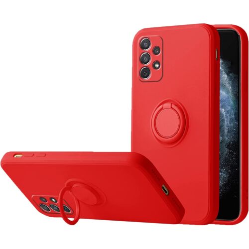 VanBeek-Z Compatible avec Coque Samsung A33 5G Silicone Etui de Protection Bords Droits Coque Samsung Galaxy A33 5G Antichoc Ultra Mince Housse avec Anneau (Samsung A33 5G, Rouge)Z3343