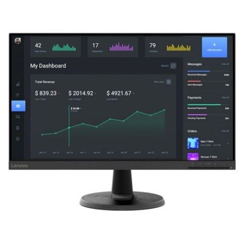 Lenovo D24-40 - Écran LED - 24" (23.8" visualisable) - 1920 x 1080 Full HD (1080p) - VA - 250 cd/m² - 3000:1 - 4 ms - HDMI, VGA - noir corbeau