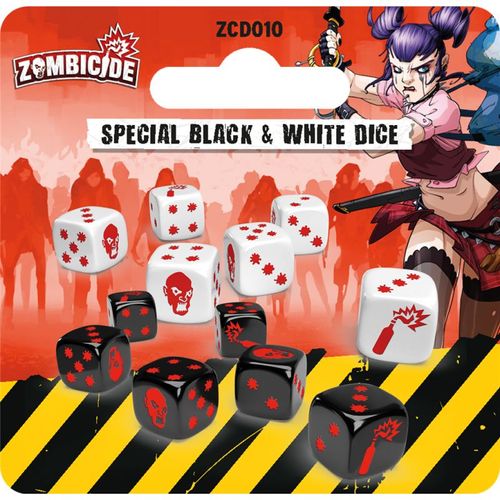 Zombicide - Set De 12 Dés Spéciaux Noirs Et Blanc - Jeux De Stratégie