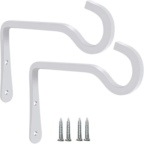 Cintre décoratif en fer métal crochet de plante, cintre de crochet de décoration rustique 2pcs blanc (15x10cm)