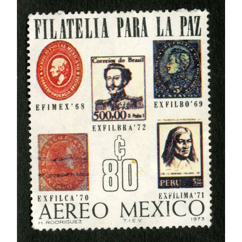 Timbre Non Oblitéré Aereo Mexico, Filatelia Para La Paz, C80