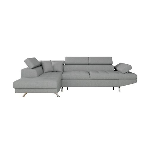 Canapé D'angle Rio Convertible Avec Coffre En Tissu - Angle Gauche, Gris Clair