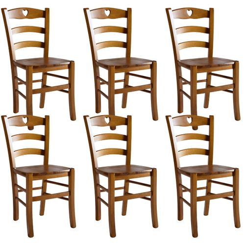 Naples - Lot De 6 Chaises Teinté Chêne Et Assises En Bois