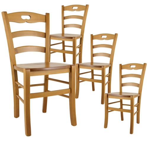 Suzy - Lot De 4 Chaises Teinté Chêne Et Assises En Bois