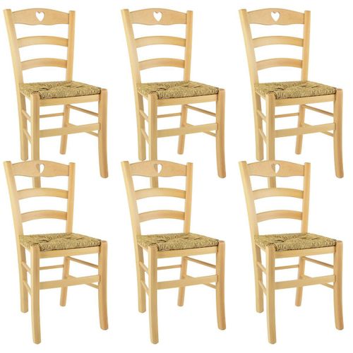Naples - Lot De 6 Chaises Naturelles Et Assises En Paille