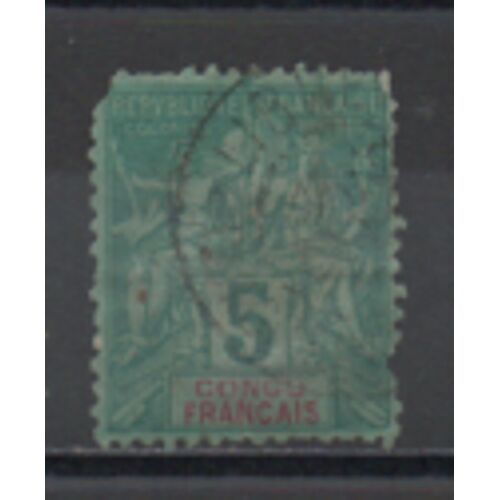 Congo Français.Timbre De 1892 Du Type Sage 5c Vert Avec Mention "Congo Français" En Rouge. N° Yvert=15