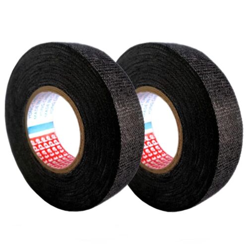 2 pièces Duct Cloth Tape Cloth Duct Tape Largeur 19mm / 15m Longueur Ruban isolant noir Température Res