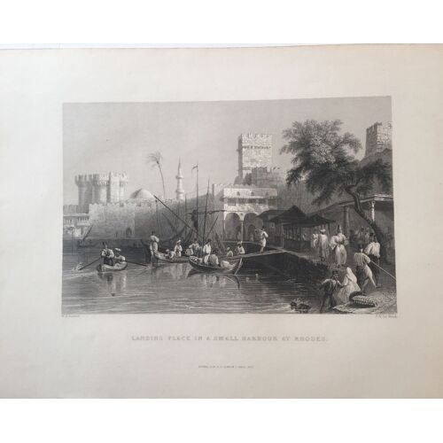 Gravure D'un Port De Rhodes, Par Bartlett, 1837
