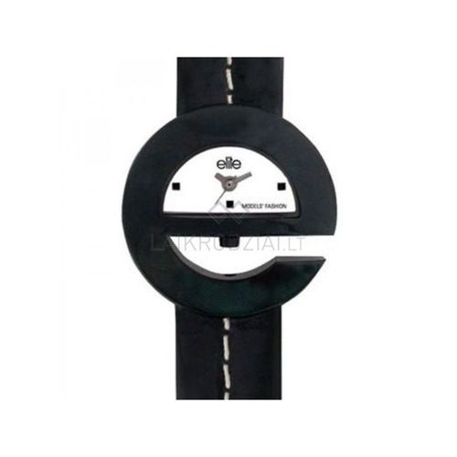 Montre Elite Noire Pour Femme Bracelet Cuir Couture Apparente