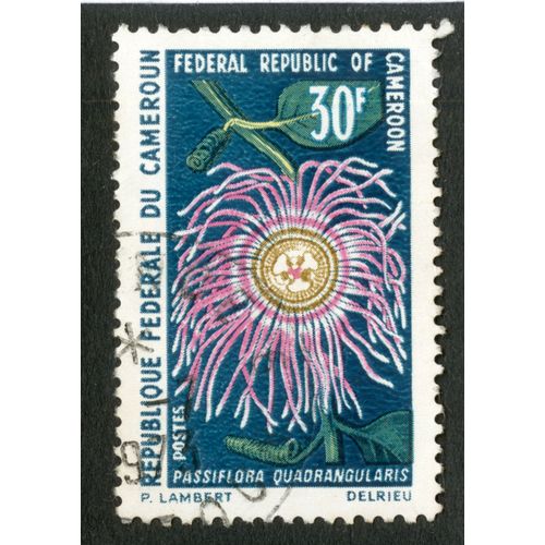 Timbre Oblitéré République Fédérale Du Cameroun, Passiflora Quadrangularis, Postes, 30 F