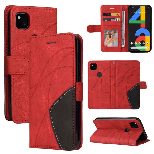 Coque Google Pixel 4a,Etui Pour Google Pixel 4a,Etui À Couvercle Rabattable Google Pixel 4a,Etui En Cuir Pu Premium Housse Pour Google Pixel 4a,Rouge