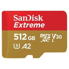 SanDisk Extreme - Carte mémoire flash (adaptateur microSDXC vers SD inclus(e)) - 512 Go - A2 / Video Class V30 / UHS-I U3 / Class10 - microSDXC UHS-I
