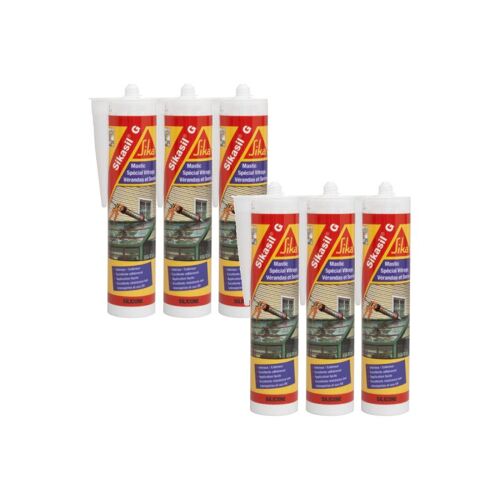 Lot de 6 mastics élastique silicone - SIKA Sikasil G - Blanc - 300ml