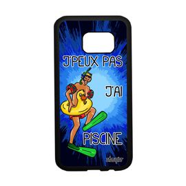 Coque Samsung Galaxy S7 Silicone J'peux Pas J'ai Piscine Unique Drole Texte Noir