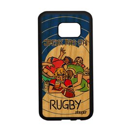 Coque Bois Samsung Galaxy S7 Silicone J'peux Pas J'ai Rugby Drole Rigide Noir De