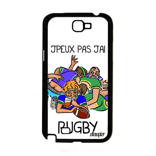 Coque Silicone Pour Note 2 J'peux Pas J'ai Rugby Rigide Blanc De Samsung Galaxy Note 2