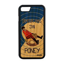 Coque Pour Iphone 8 En Bois Veritable Silicone J'peux Pas J'ai Poney Bd De Iphone 8